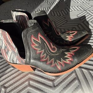 Ariat Dixon Boots Black and Red Western Ankle Boots